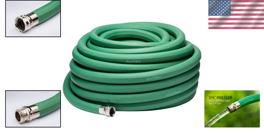 75' EDPM Rubber Garden Hose, 3/4" Diameter - Extreme Flexibility & Durability