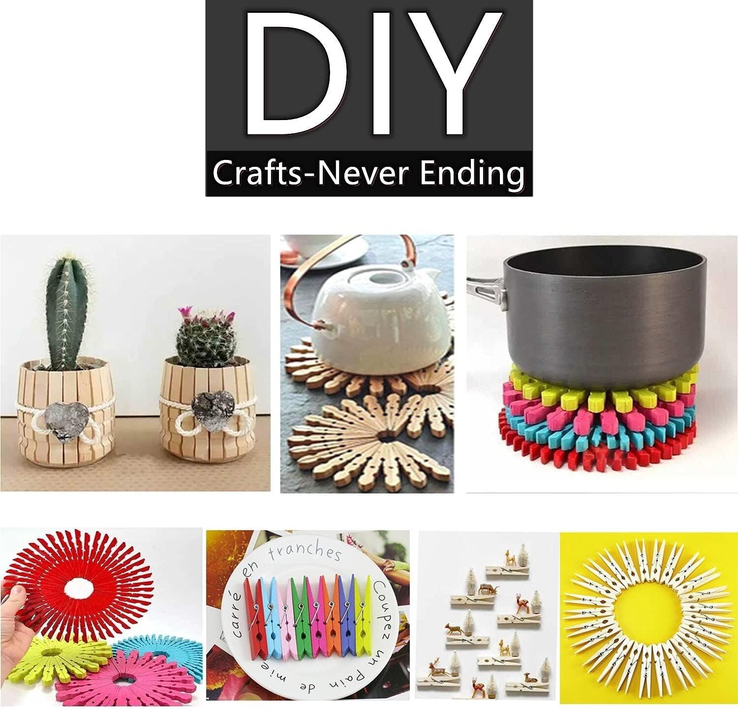 Classic 500-Piece Wooden Clothespins - 3 Inch Heavy Duty for Crafts & Laundry