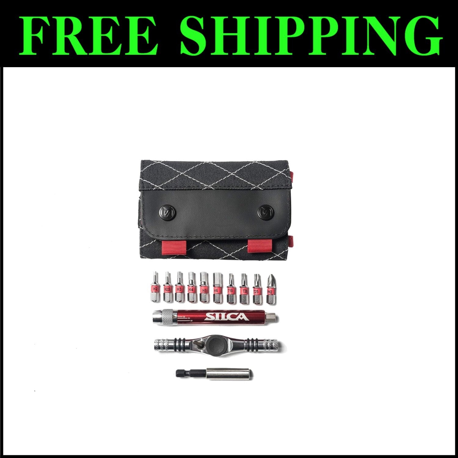 T-Ratchet + Ti-Torque Kit: Complete 10-Piece S2 Hex/Phillips Set in Canvas Case