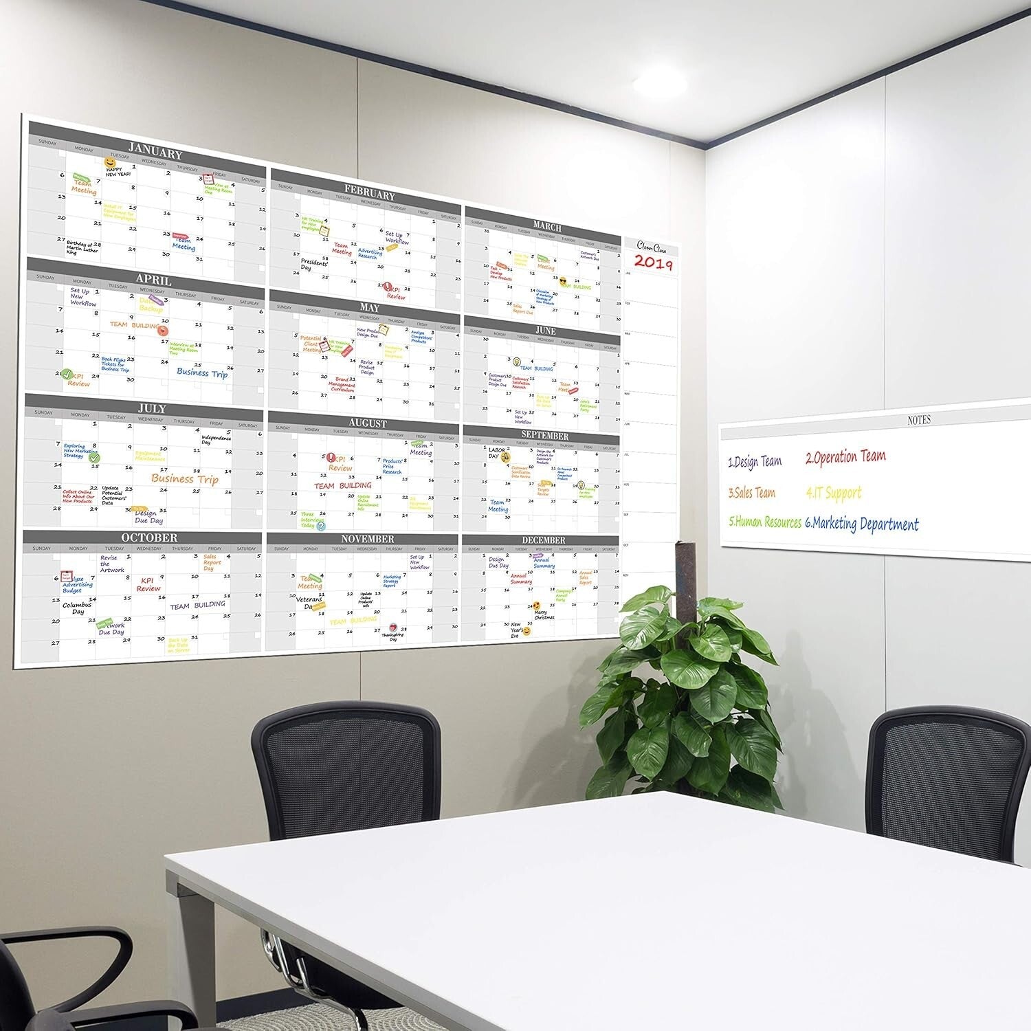 2025 Jumbo Dry Erase Wall Calendar - 48"x58" with Notes Section & Accessories