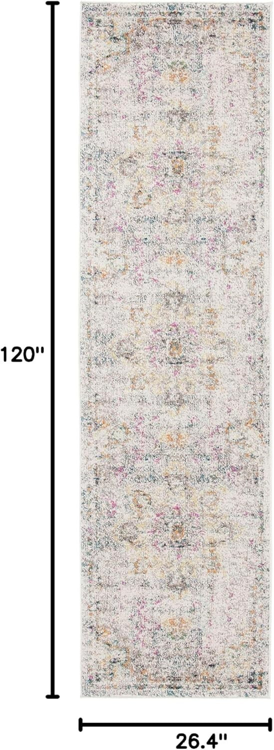 Durable Bohemian Runner Rug 2'2"x10' - Stain Resistant & Non-Shedding Grey/Gold