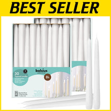 Load image into Gallery viewer, Elegant 60-Pack 10-Inch Long-Lasting Smokeless White Taper Candles - 8 Hour Burn
