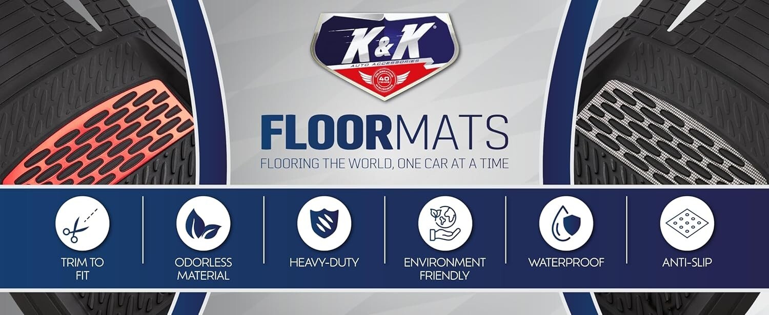 Universal Car Floor Mats in Sapphire Black - Customizable Fit for SUVs & Trucks