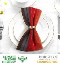 Load image into Gallery viewer, Red Multi Color Striped Napkin Set - 12 Premium Cotton Dinner Napkins 20x20