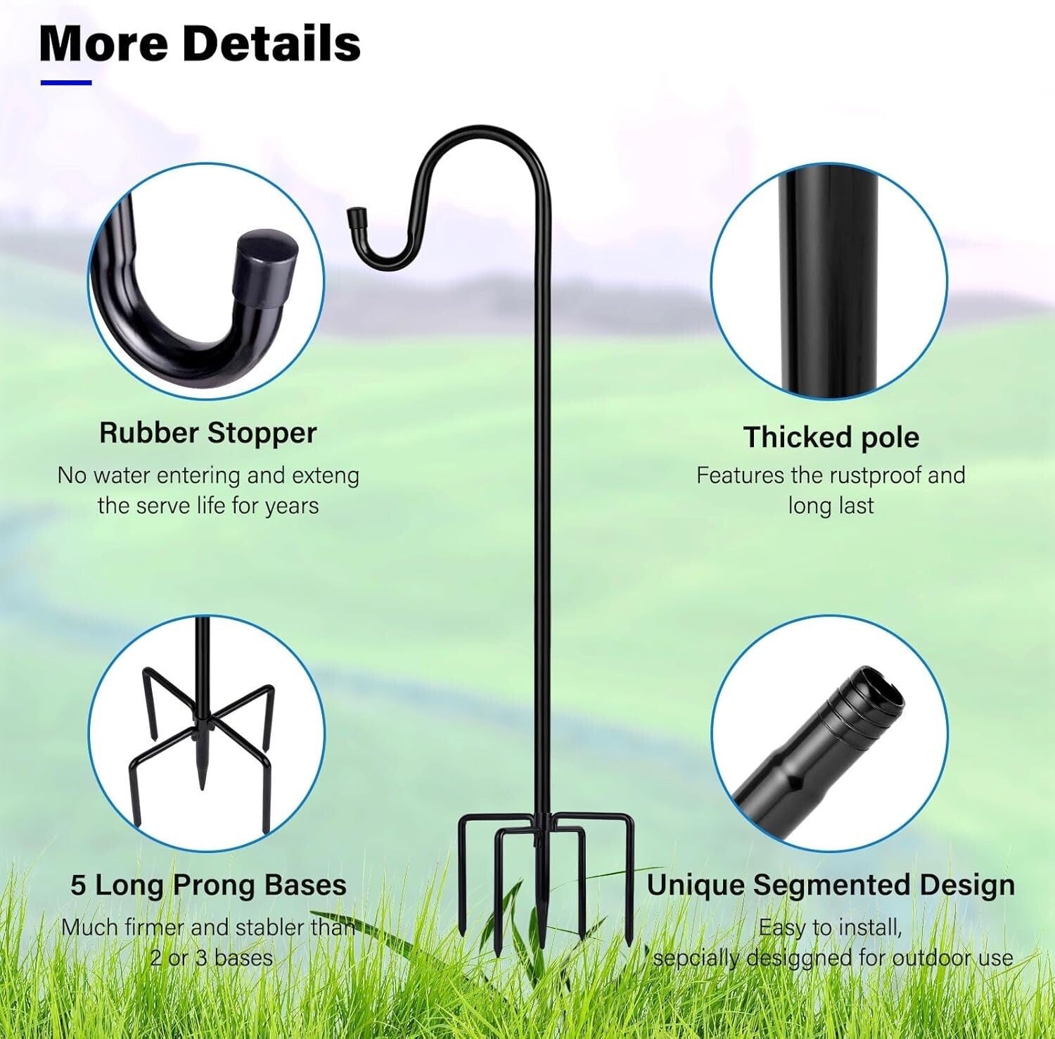 Dual 94-Inch Shepherd Hooks for Outdoor Use - Hang Feeders & Create Ambiance