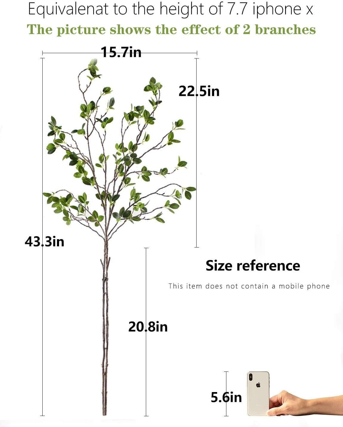 High-Quality 43.3 Inch Artificial Green Branches - 6 Pcs for Your Home & Garden