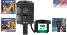 Load image into Gallery viewer, Versatile 100 FT Weatherproof Extension Cord with 6 Outlets for Outdoor Use