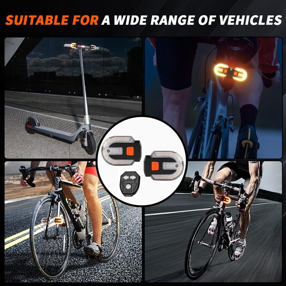Multipurpose USB Rechargeable LED Turn Signals - 4Pcs Biking Safety Lights