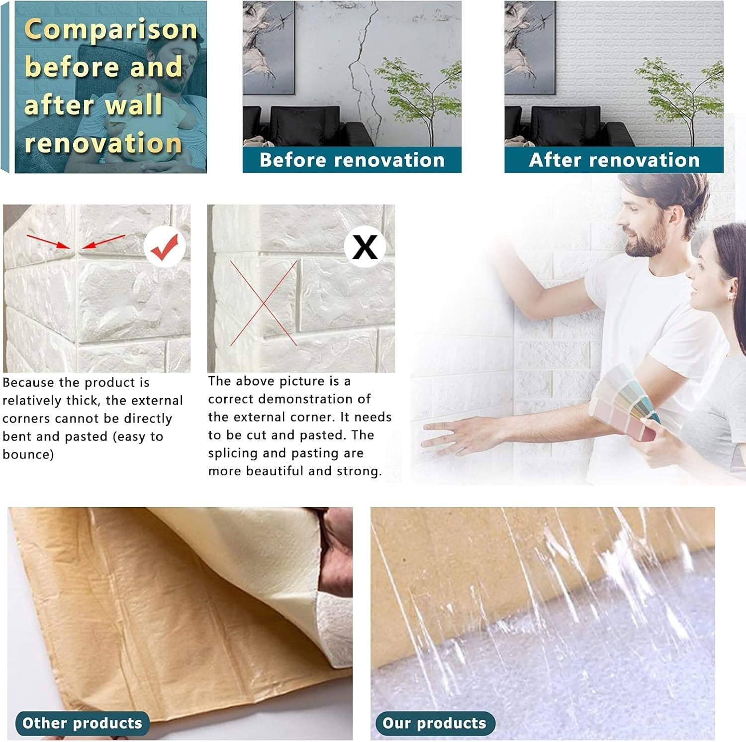 40 PCS Self-Adhesive 3D Brick Wall Panels - 58 Sq Feet of Modern Elegance