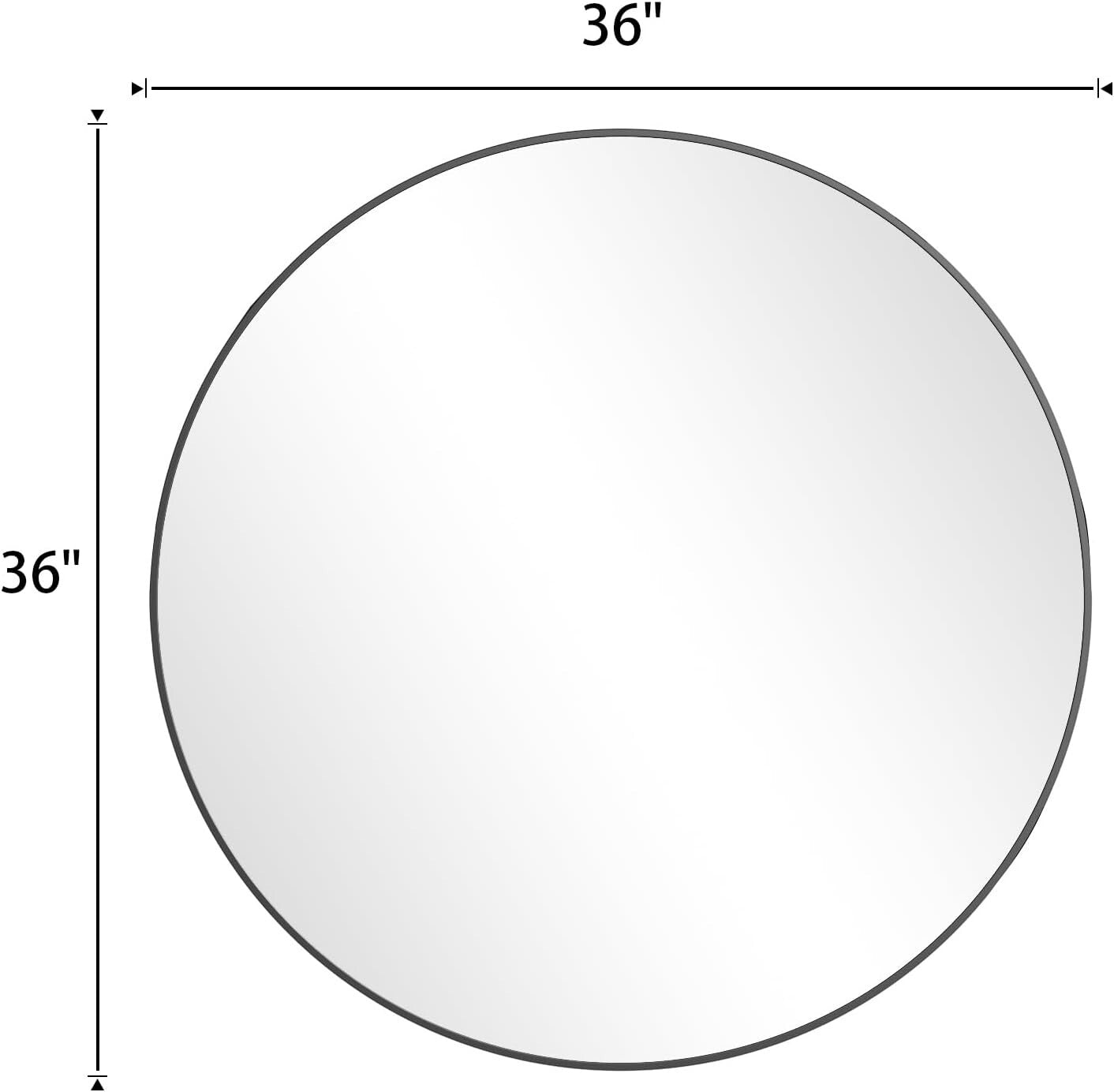 42-Inch Round Wall Mirror - Elegant Black Aluminum Frame for Versatile Decor