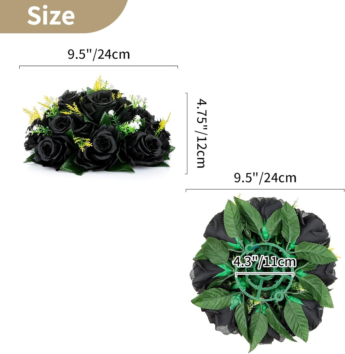 10 Realistic Black Silk Roses in Decorative Box - Perfect for Weddings & Parties