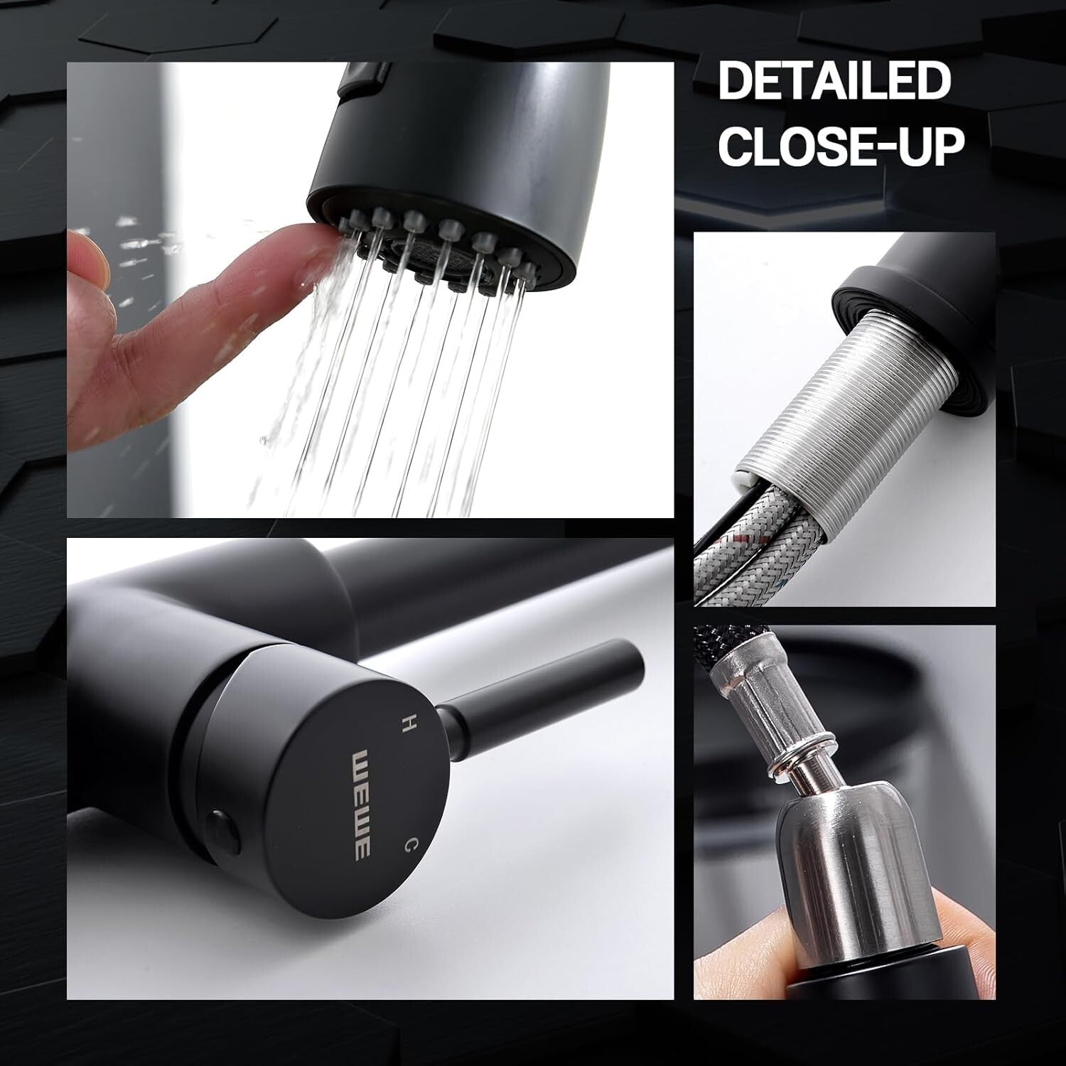 Single Handle Kitchen Faucet with Retractable Sprayer & Easy Installation