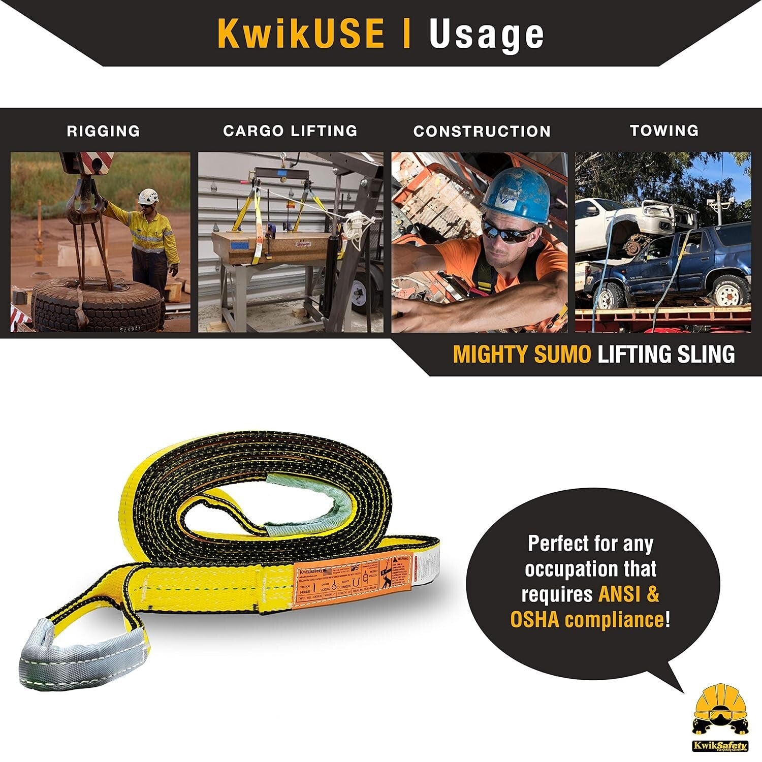 Durable 2" x 30' Polyester Web Lifting Sling - 12800lbs for Heavy Cargo Handling