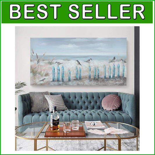 Captivating Hand-Painted 60x30 Beach Art - Ready to Hang Coastal Wall Decor