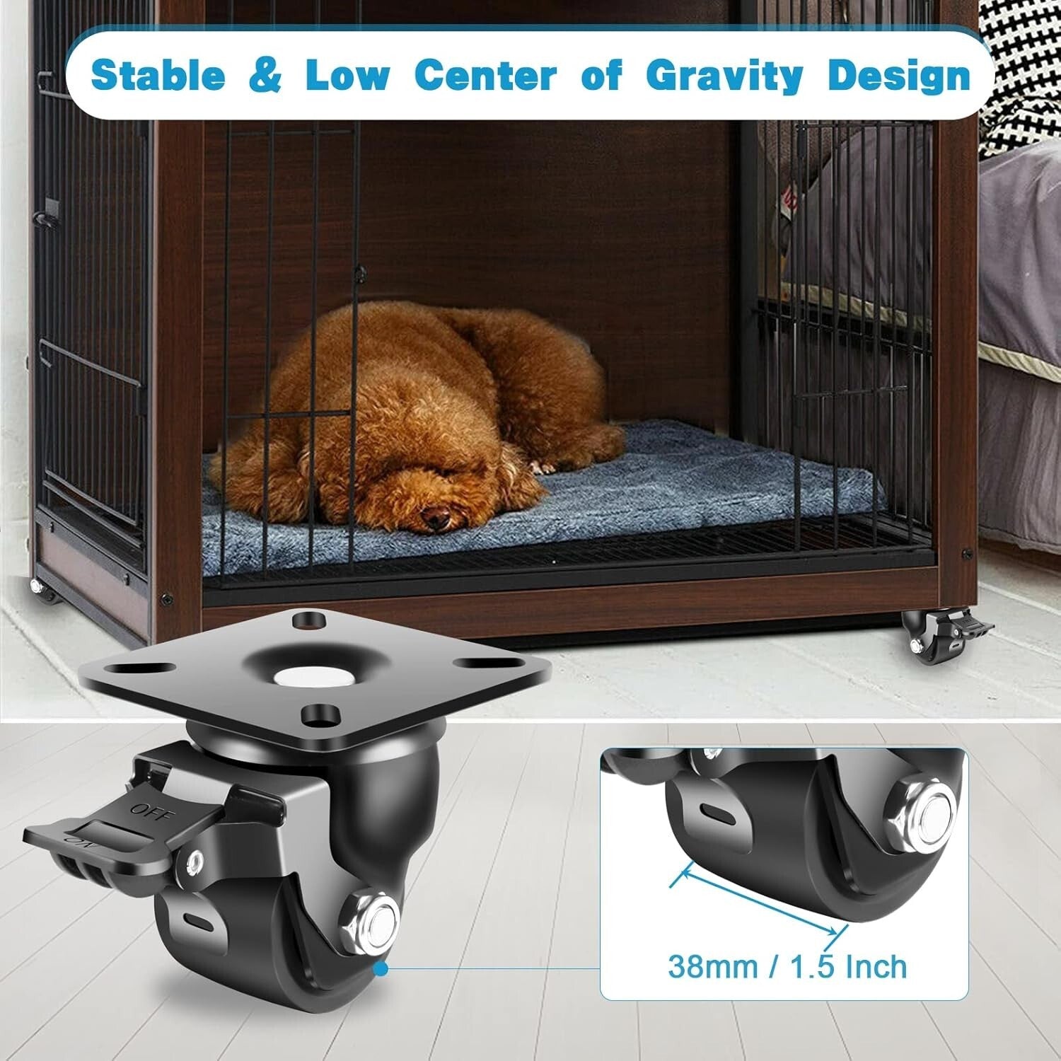 Corrosion-Resistant 2-Inch Caster Wheel Set with 360° Swivel & Brake - 4 Pack