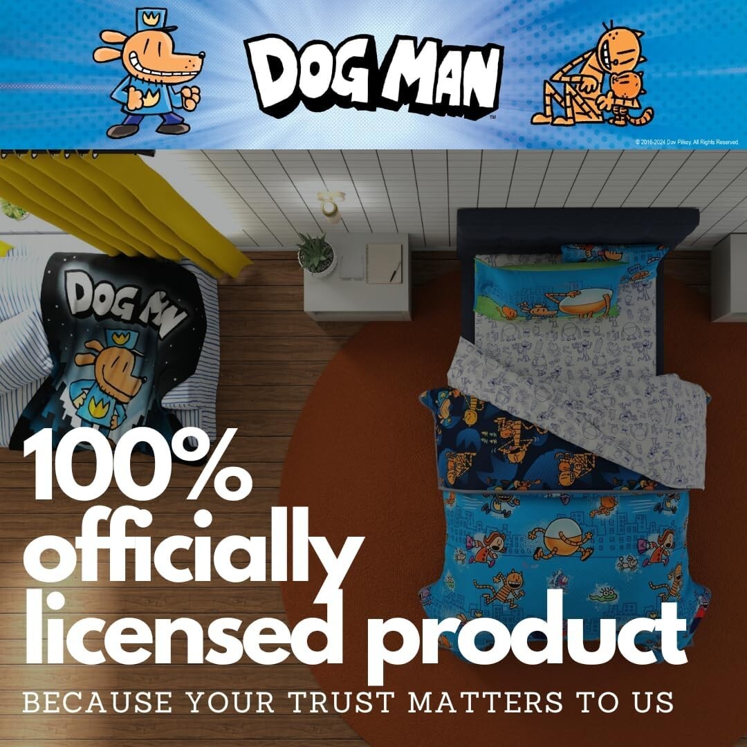 Officially Licensed Dog Man Bedding Set - 5 Piece Twin Size Microfiber Comfort