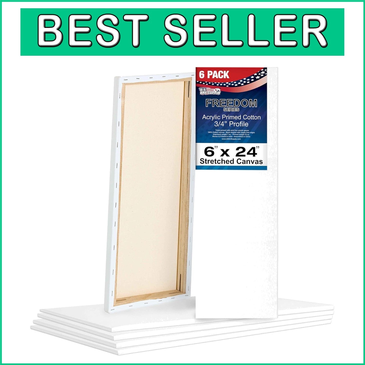 Versatile 6 x 24 Inch Artist Canvas Set - Blank & Ready for Any Medium - 6-Pack