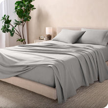 Load image into Gallery viewer, Luxuriously Soft 100% Cotton Flannel Queen Sheet Set - Deep Pocket Light Grey