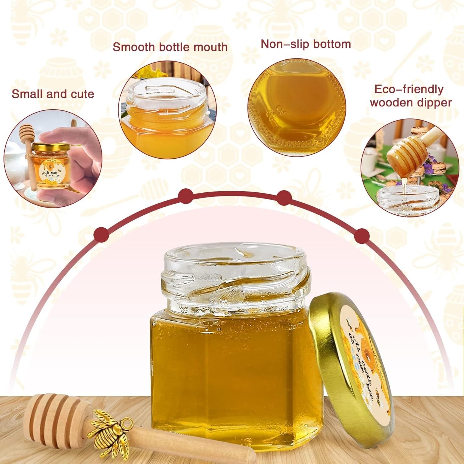 Cute 96 Pack Glass Honey Jars with Accessories – Ideal for Weddings & Birthdays
