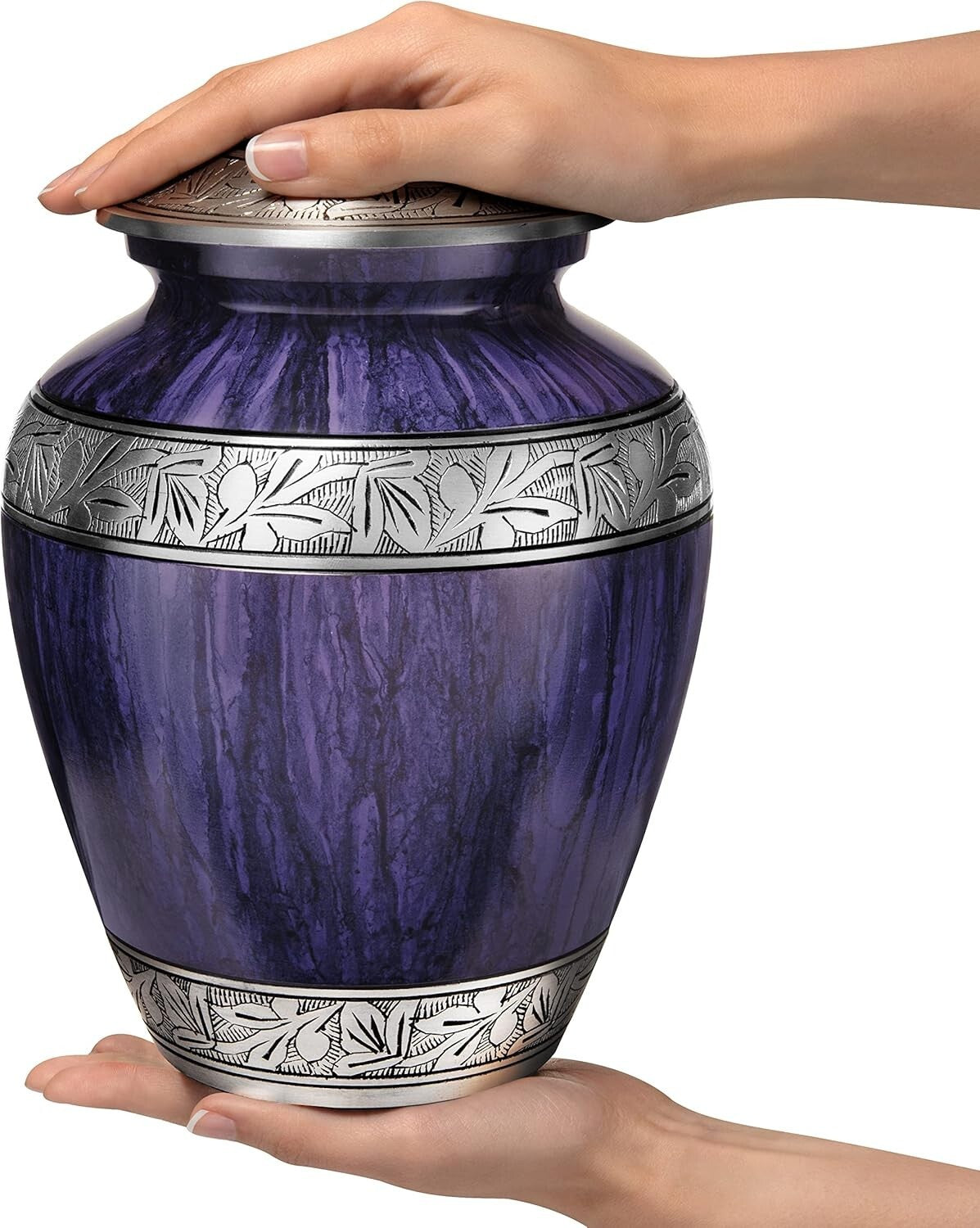 Durable 210 Cubic Inch Purple Urn for Human Ashes - Adult Memorial Container