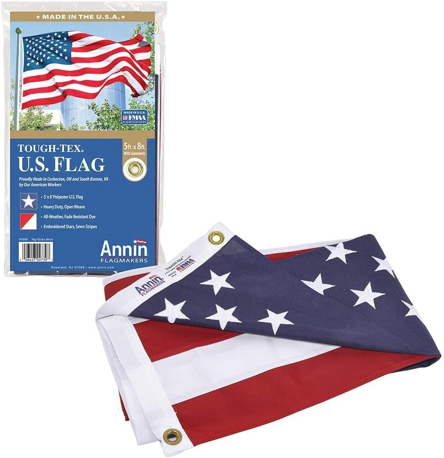 High-Quality 5x8 Foot American Flag with Embroidered Stars - Tough-Tex Fabric