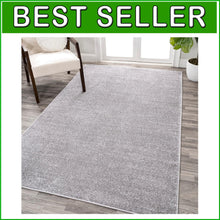 Load image into Gallery viewer, Modern Solid Grey Indoor Area Rug 4' x 6' - Low Pile, Stain Resistant &amp; Pet Safe