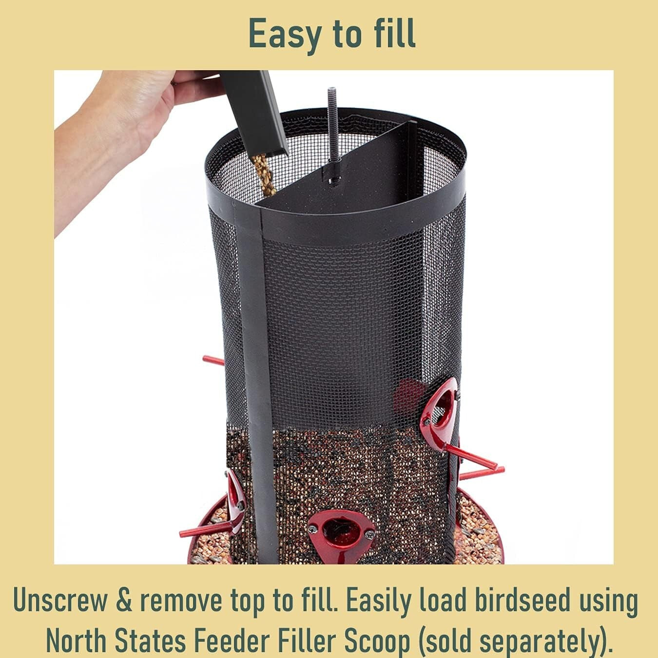 Durable Hanging Bird Feeder with 2 Chambers and 8.5 lb Seed Capacity - Crimson