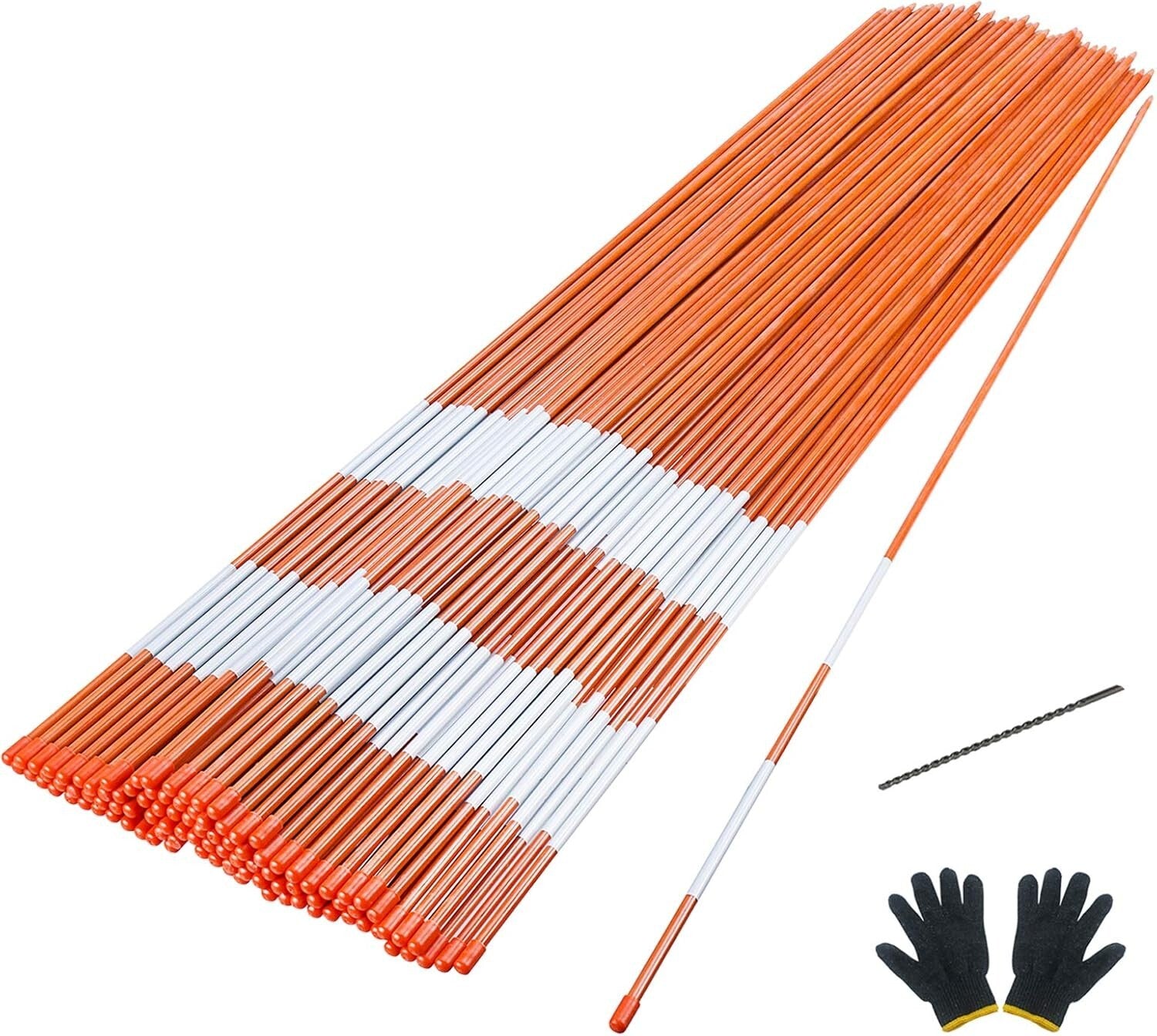 Flexible Fiberglass Driveway Markers - 100PCS Reflective Night Visibility Poles