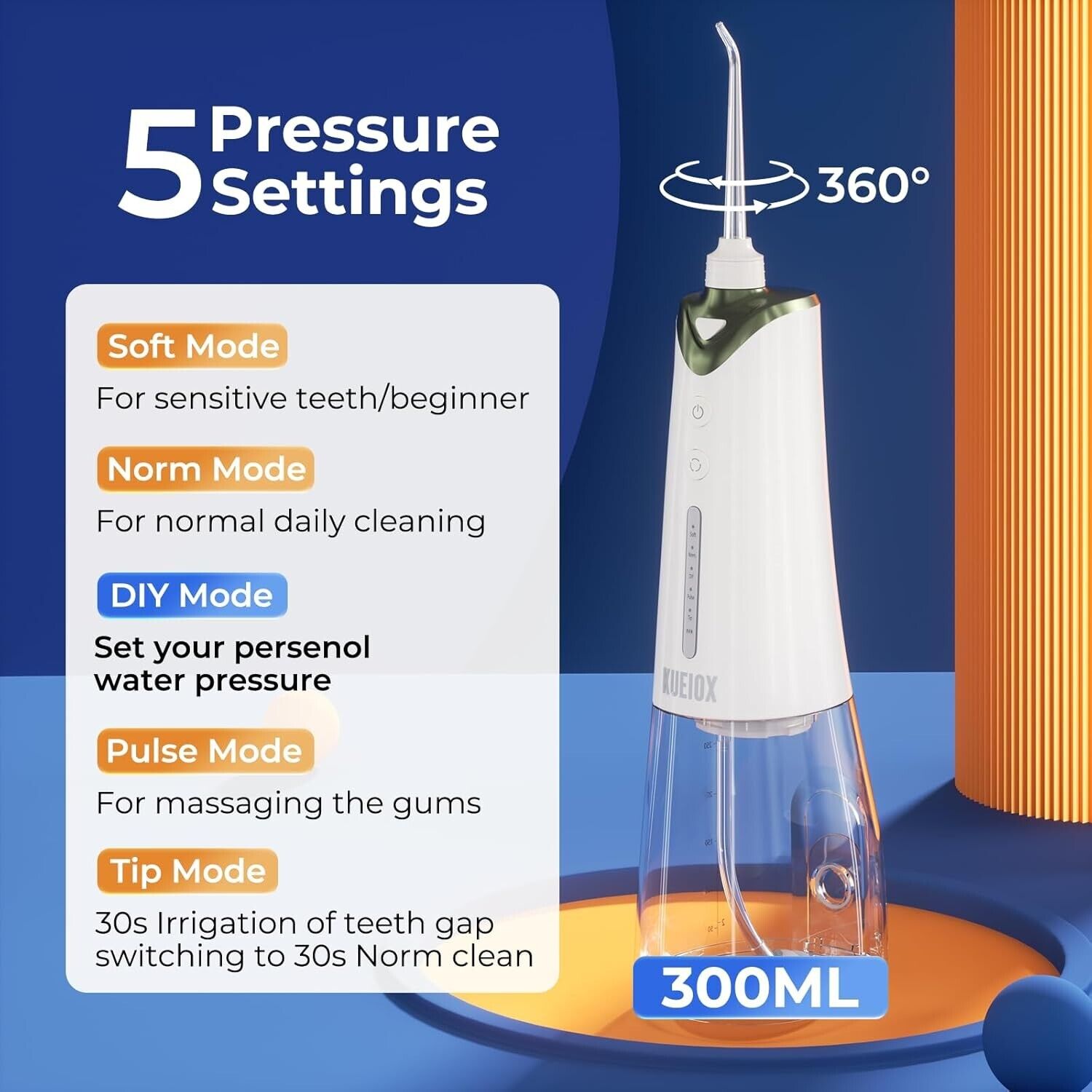 Complete Oral Care Set: 320ML Cordless Flosser & Advanced Electric Toothbrush