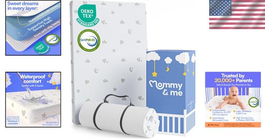 CertiPUR-Certified 38x26 Pack & Play Mattress with Removable Washable Cover