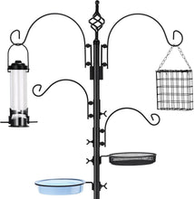 Load image into Gallery viewer, Sturdy Metal Bird Feeder Pole with Water Dish - Adjustable &amp; Decorative Black