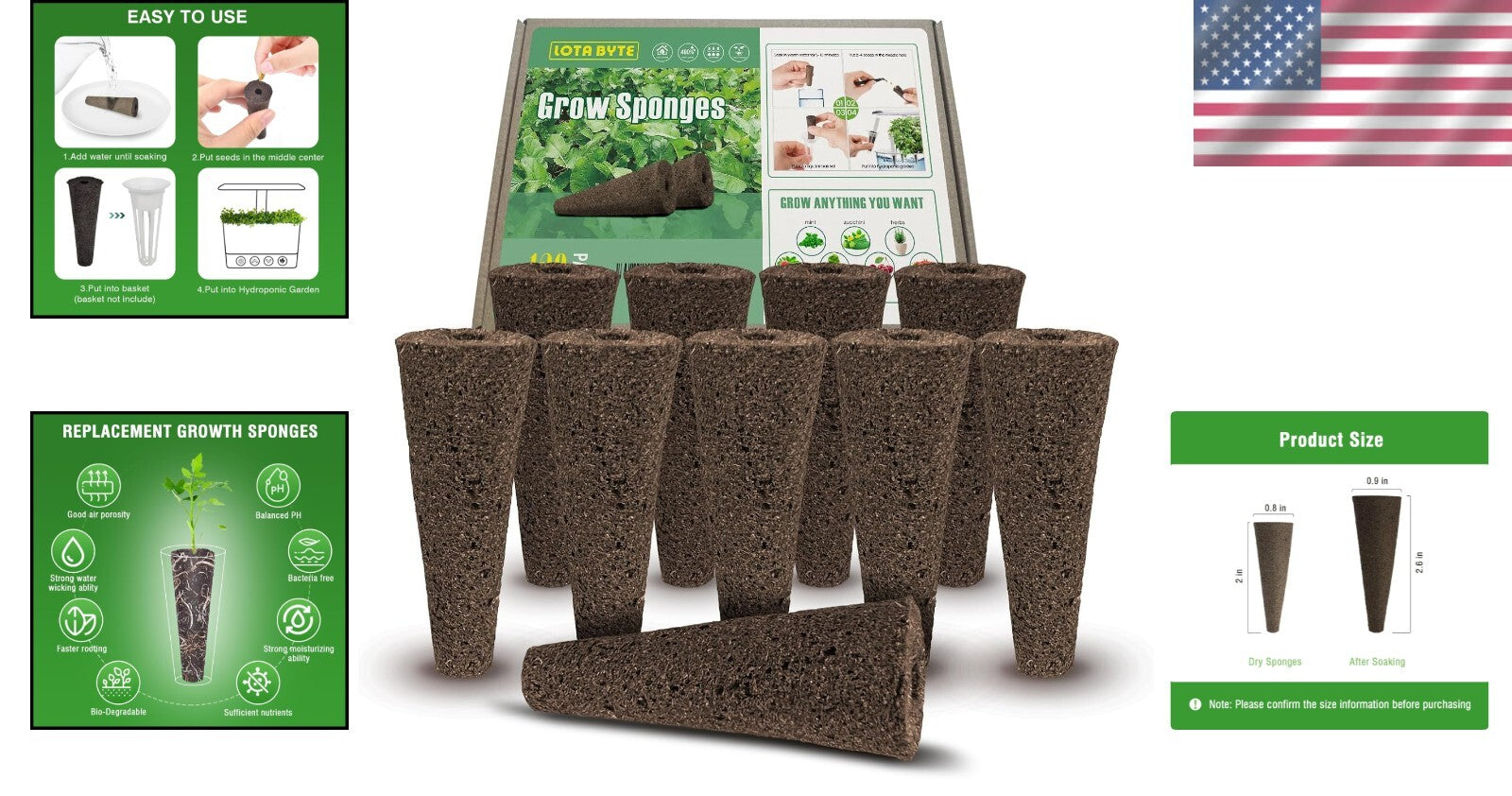 Biochar Cotton Hydroponic Seed Pods - 250 Pack for Effortless Germination