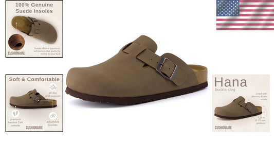 Hana Women's Clogs with 1.25-Inch Heel and Memory Foam - Perfect for Lounging