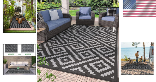 Eco-Friendly 6'x9' Reversible Patio Mat – Stylish & Easy-Clean Outdoor Rug