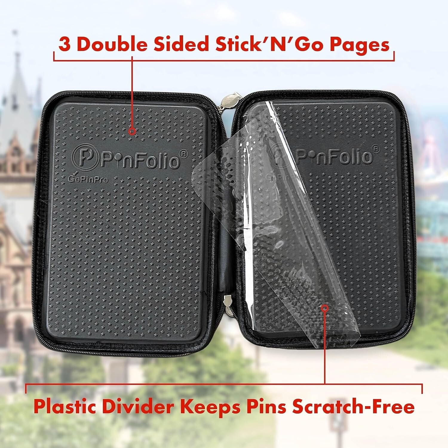 Trendy Black & Red Pin Storage Bag - Organize Up to 150 Enamel Pins Effortlessly