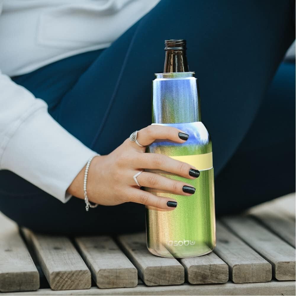 12 oz Fully Insulated Stainless Steel Beer Bottle and Can Cooler - Star Silver