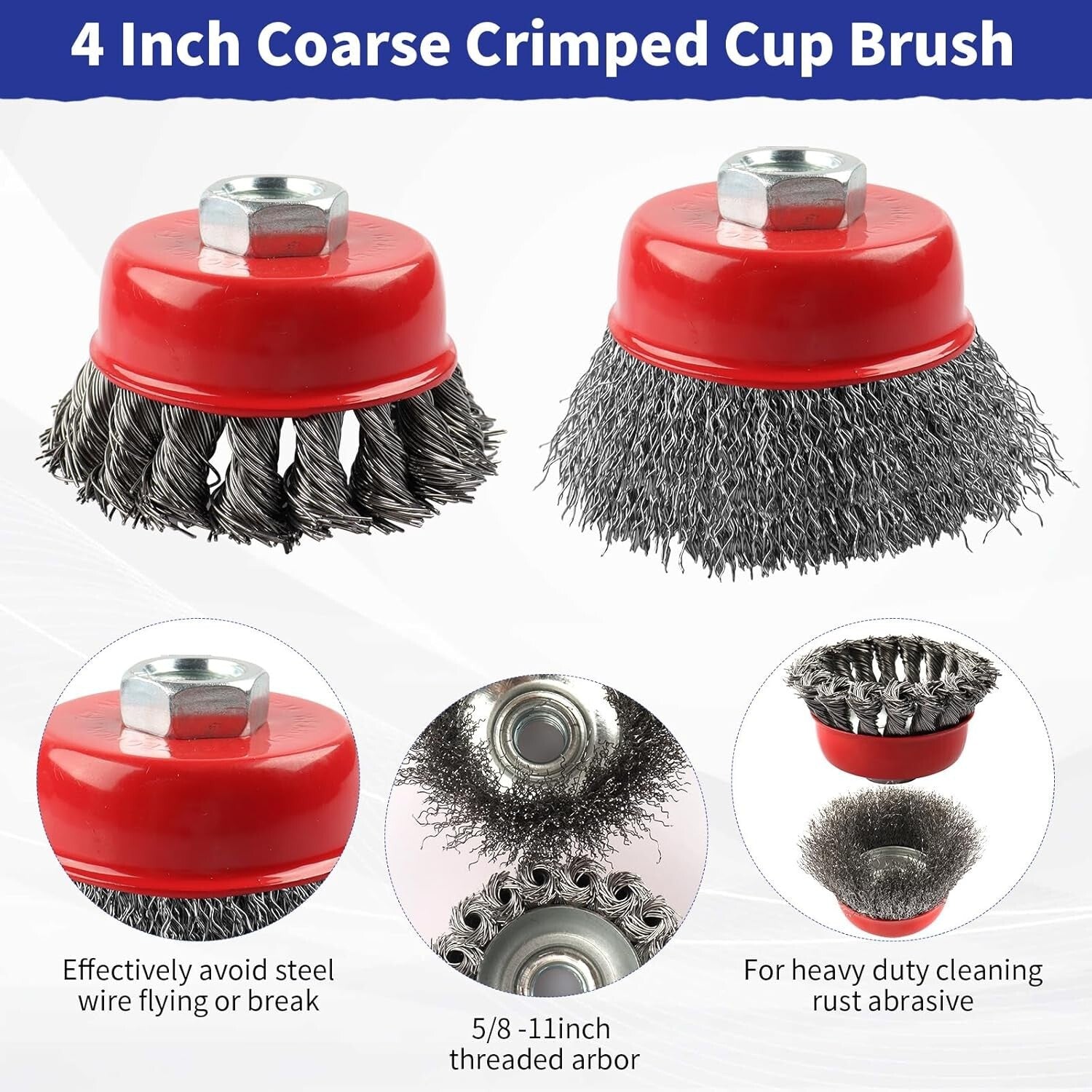 Efficient 4 Inch Knotted Wire Wheel Brush Set - 20 Pack for Surface Cleaning