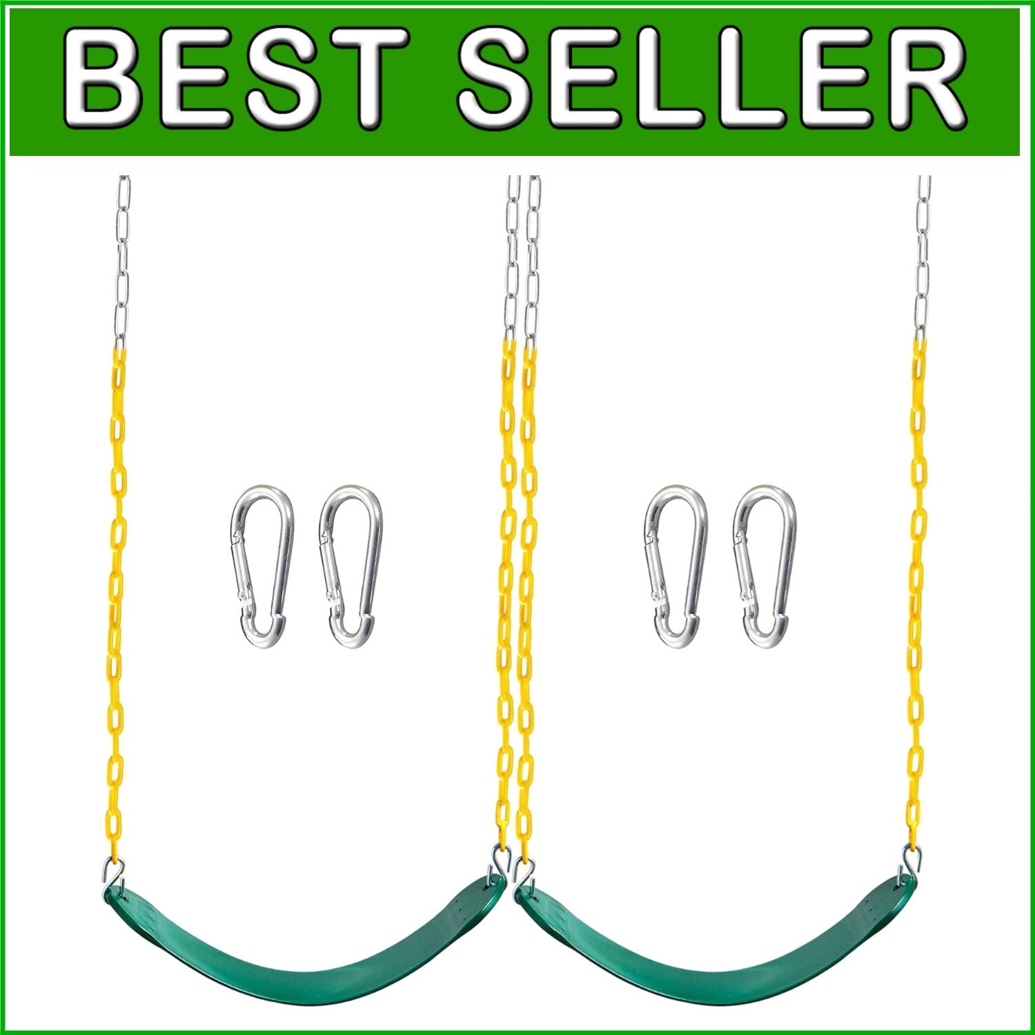 Premium 66" Heavy Duty Green Swing Seats - Ideal for Outdoor Playgrounds