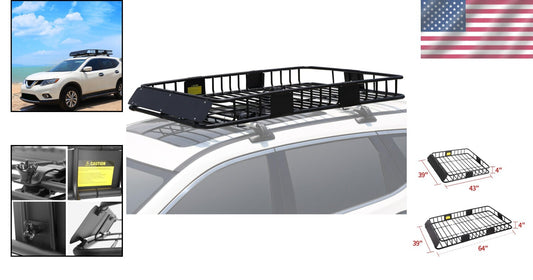 Extra Large Car Top Luggage Carrier - 150LB Capacity Roof Rack Basket