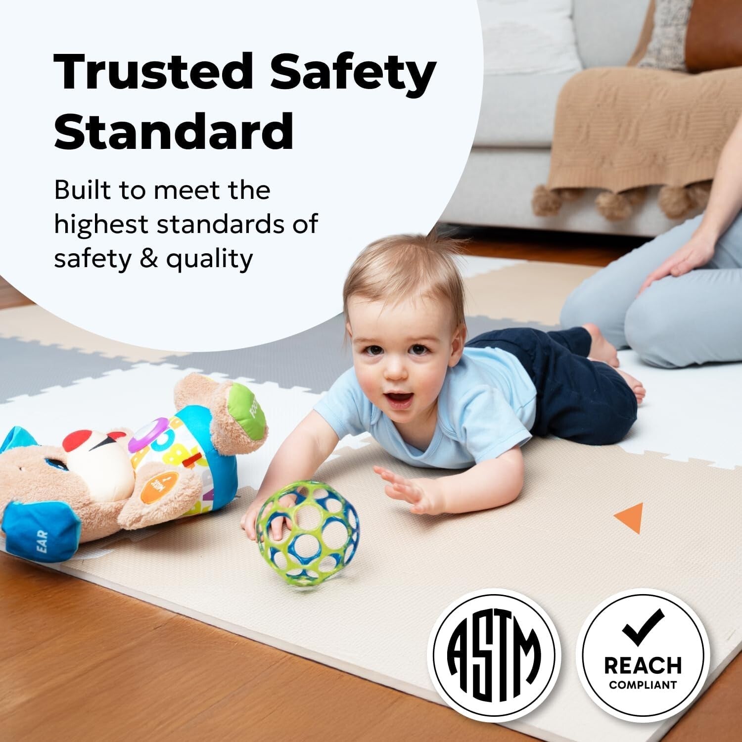 Customizable Interlocking Baby Play Mat - Non-Toxic Foam Tiles for 74x74 Playpen