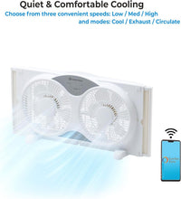 Load image into Gallery viewer, Versatile Smart 9-Inch Window Fan, 3 Speeds, Bug Screen &amp; Locking Expanders