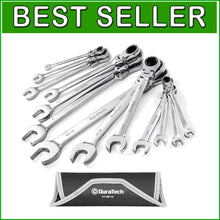 Load image into Gallery viewer, Professional 13-Piece Chrome Plated Flex-Head Wrench Set with Rolling Organizer