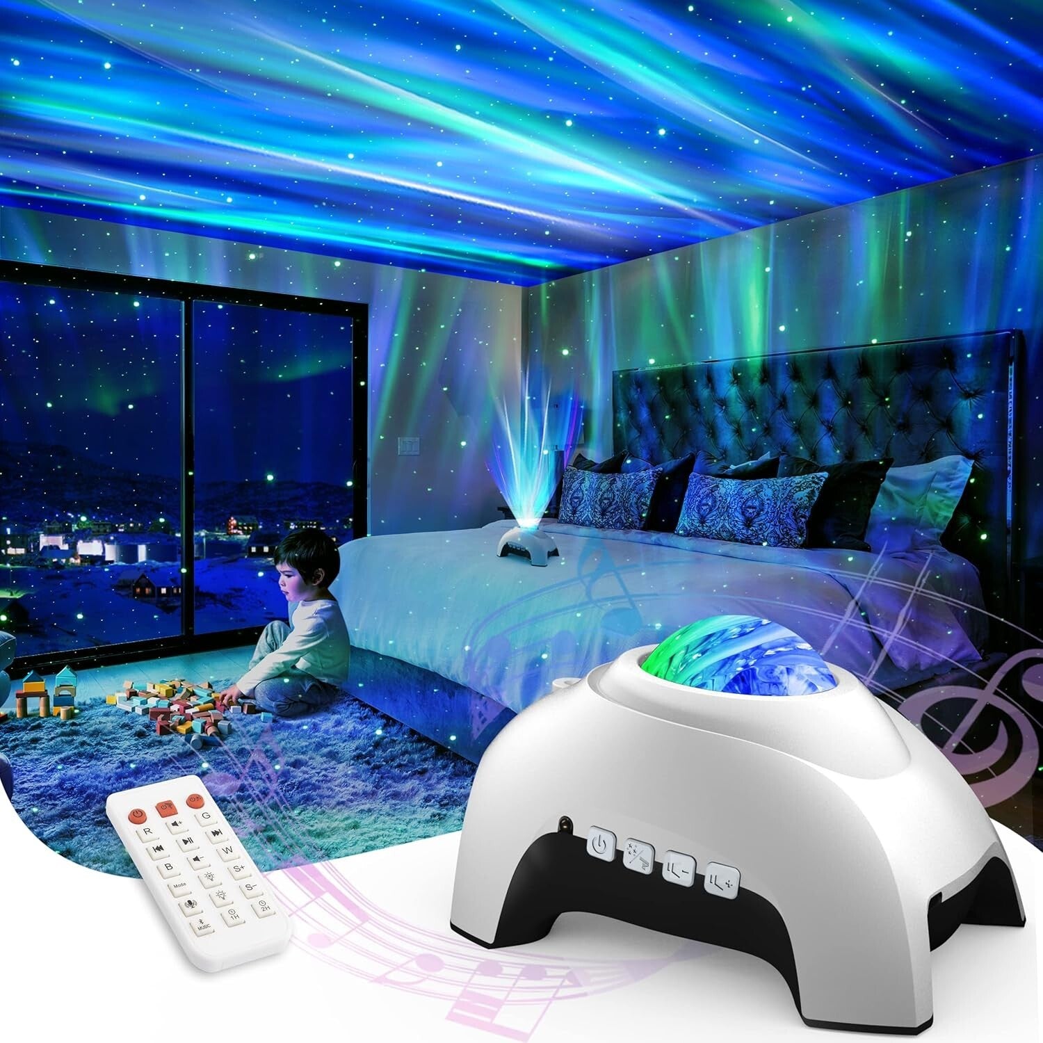 Elegant Galaxy Projector with Sound Activation - Night Light for Kids & Adults