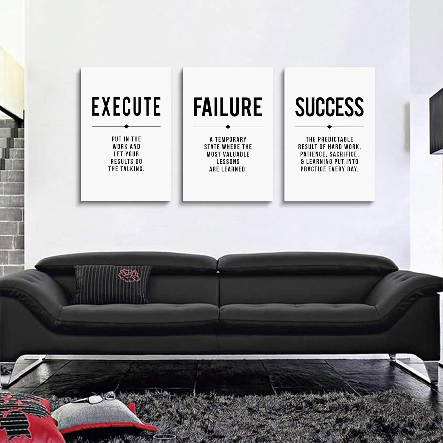 Durable Canvas Motivational Wall Art - Positive Quote Posters, Set of 3, 16x24"