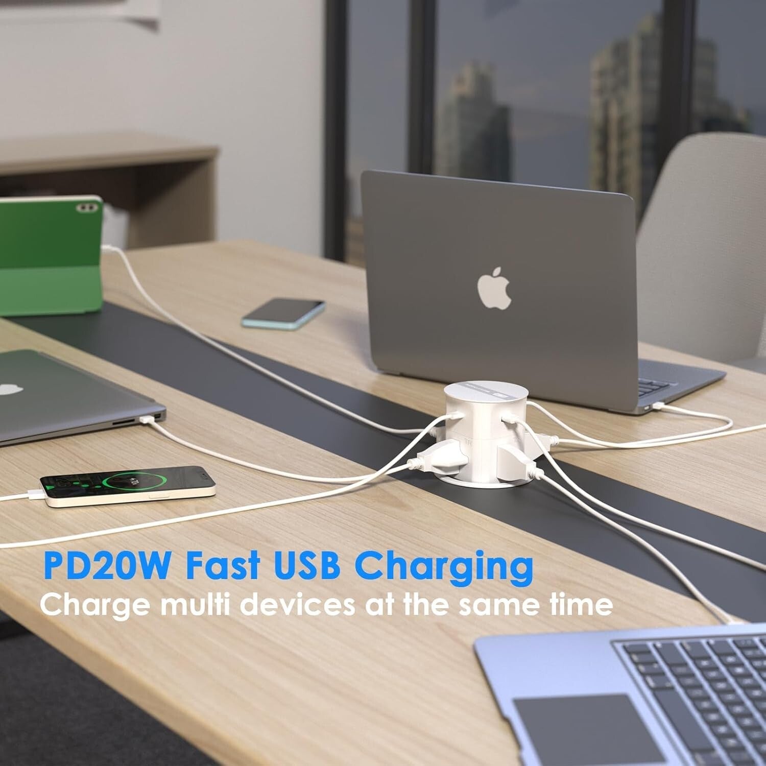 3.15" Pop-Up Countertop Outlet with 15W Wireless Charger & 800J Surge Protection