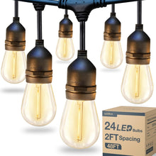 Load image into Gallery viewer, Commercial Grade 48FT LED Outdoor String Lights - Ideal for Gardens &amp; Events
