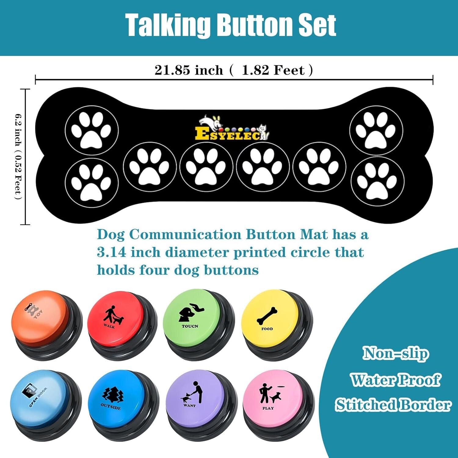 Interactive Dog Communication Button Starter Pack - 8 Colors with Scene Stickers