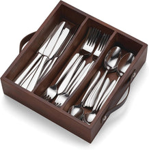 Load image into Gallery viewer, Glamorous 30-Piece Flatware Set with Mirror Finish and Rustic Caddy - Mooncrest