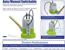 Load image into Gallery viewer, Effortless Water Removal: Green 1/3HP Submersible Pump with Automatic Function