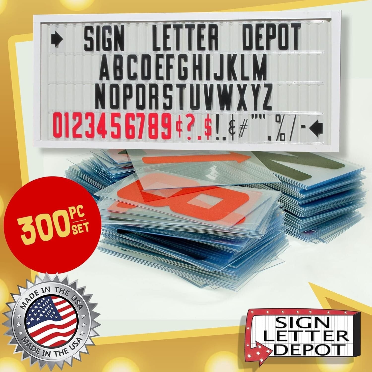 Assorted 8-Inch Flexible Letters & Numbers for Outdoor Road Signs - 300 Pieces